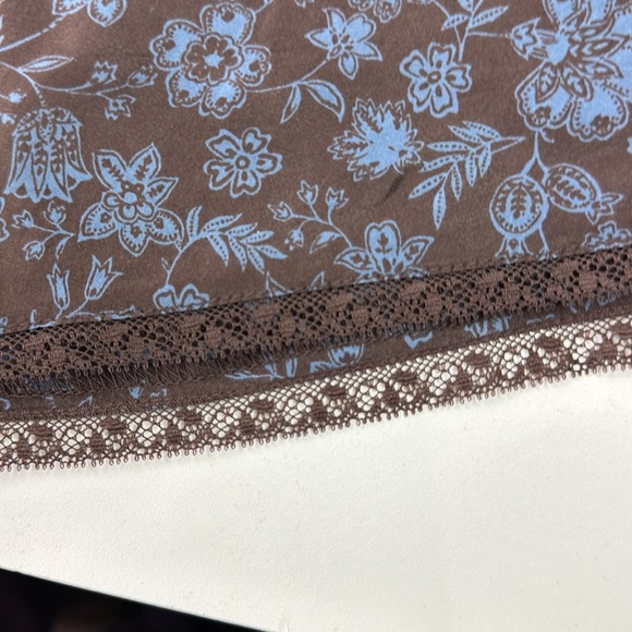 Esprit brown with blue flowers A-line skirt - Picture 6 of 9